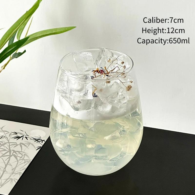 

Funny Oval Glass Cup,Large-Capacity Juice Cup,Coffee Cup, Iced Americano Cups,Egg-Shaped Cocktail Glasses Cups,Kitchen Bar Tool 650ml