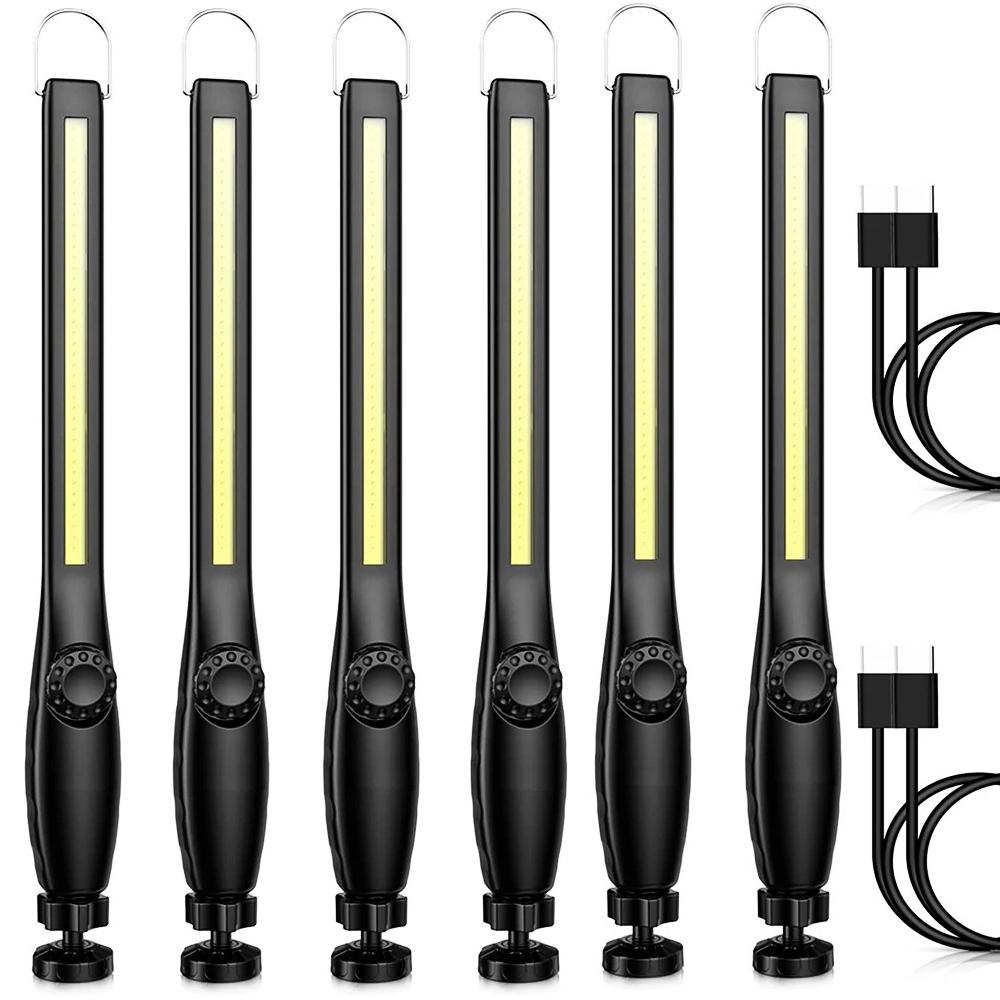 1-10pcs COB LED Flashlight Magnetic Work Light USB Rechargeable Torch Portable Lantern Inspection Light Camping Car Repair Lamp