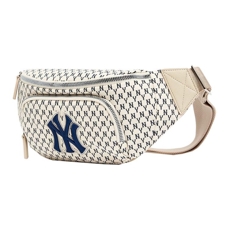 New MLB Monogram Collection Polyester Crossbody Bags Fanny Pack Regular Unisex Ivory White 3AHSM051N