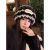 Hat female autumn and winter warm knitted wool snow hat cycling mother fashion ear protection headgear scarf integrated hat
