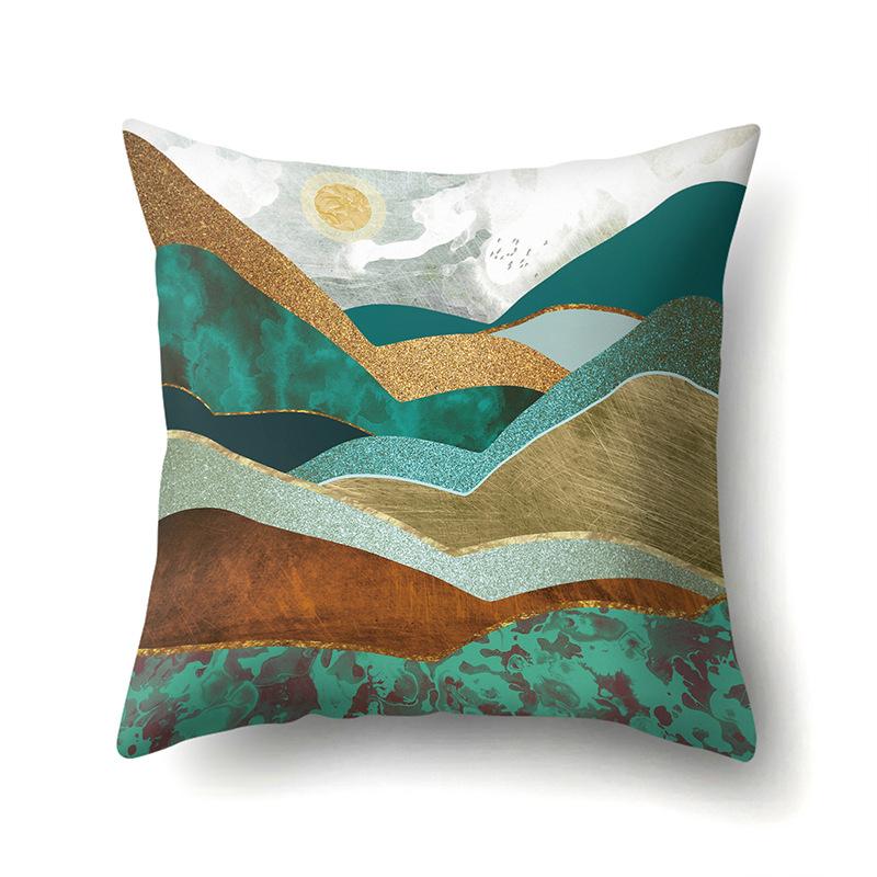 Polyester Pillowcase Automobile Decoration Mountain Home Print Pillowcase Waist Cushion Cover Bedside Cushion Cover Bedside Cushion Cover