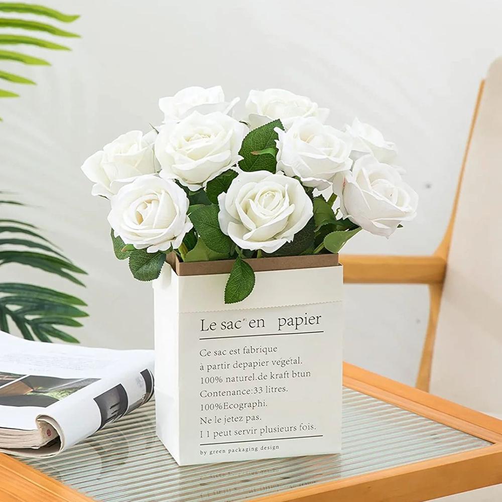 5/8pcs Artificial Flowers Silk Roses Long Branch Valentine's Day Bridal Bouquets Wedding Home Vase Table Decoration DIY Gift Box
