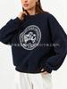 Trendy Lazy Style Letter Print Sweatshirt - 2025 Autumn/Winter Collection, Thick Round Neck for Ultimate Comfort