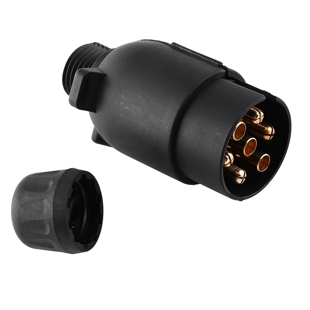 12V 7 Pin Electric Trailer Plug N Type Plastic 7 pole Wiring Connector Adapter Black
