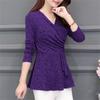 Casual Winter Neue Plüsch und Verdickte Unten Frauen top Bluse Volle Hülse spitze Bluse V-ausschnitt Lila tops Blusen Hemd