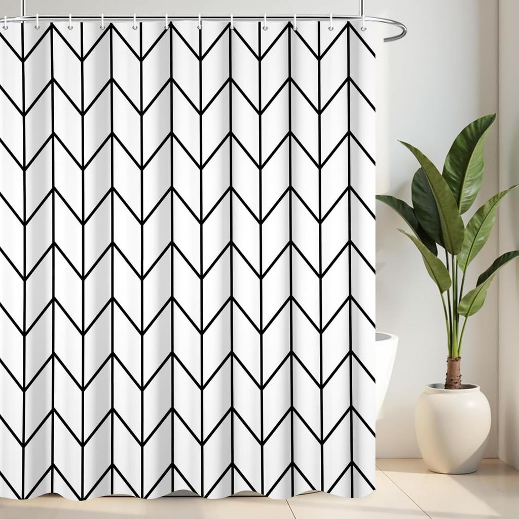 Black And White Shower Curtain Fun Shower Head And Water Drops Shower Curtains For Bathroom Machine Washable Waterproof