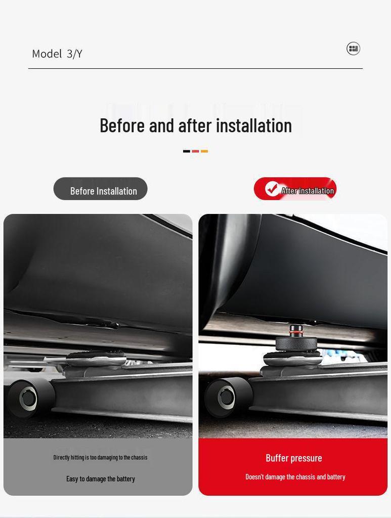 Almofada de Macaco de Borracha para Tesla Model 3/Y/X/S - Amortecedor de Absorção de Choque para Todas as Séries