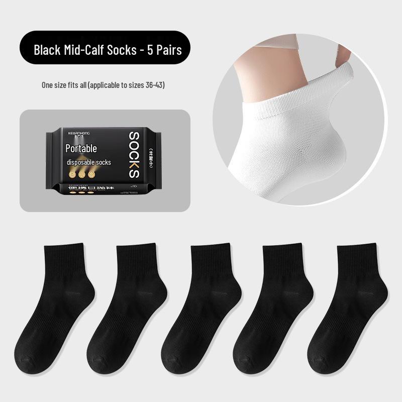 Unisex Disposable Anti-Odor Travel Socks, No-Wash, Mid-Calf Length for Autumn and Winter