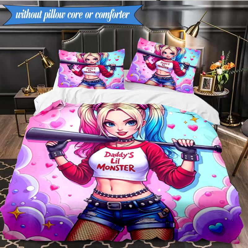 3PCS Quinn Artwork Bedding Set,Including 1pc Duvet Cover And 2pcs Pillowcases Perfect for Bedroom, Dormitory, Fan Christmas gift