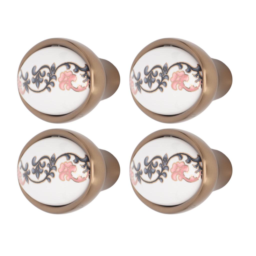 4 Sets Oval Cabinet Knobs 3D Floating Flower Exquisite Ergonomic Vintage Cabinet Knobs for Home Door