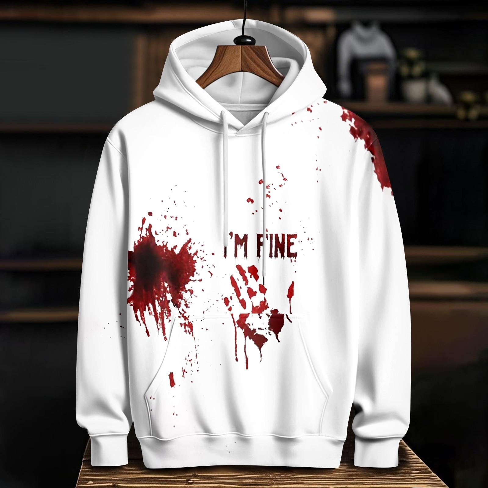 

Women s Casual Fashion Halloween Printed Long Sleeve Pullover Hooded Sweatshirt XXL винный