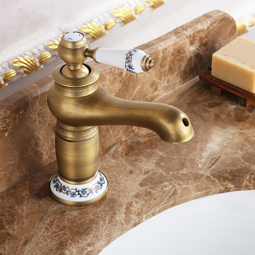 Vintage Copper Basin Faucet Modern Single Hole Bathroom Sink Faucet Tall and Short Two Styles Bathroom Basin Faucet