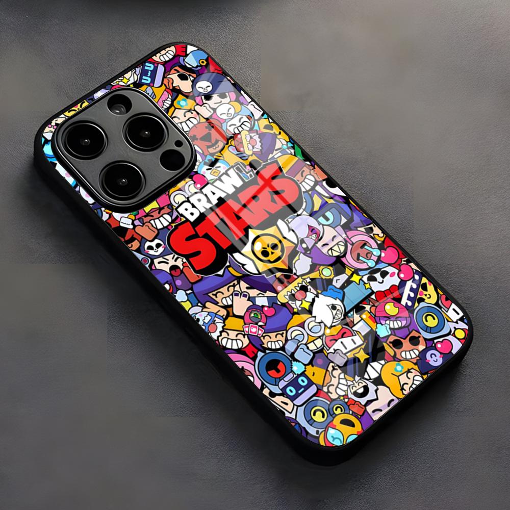 

Чохол для телефону B-Brawls S-Stars Для IPhone 17 Pro Max 16 15 14 Pro Max 13 11 X Xs Xr 8 7Plus Скляна кришка iPhone17 Air