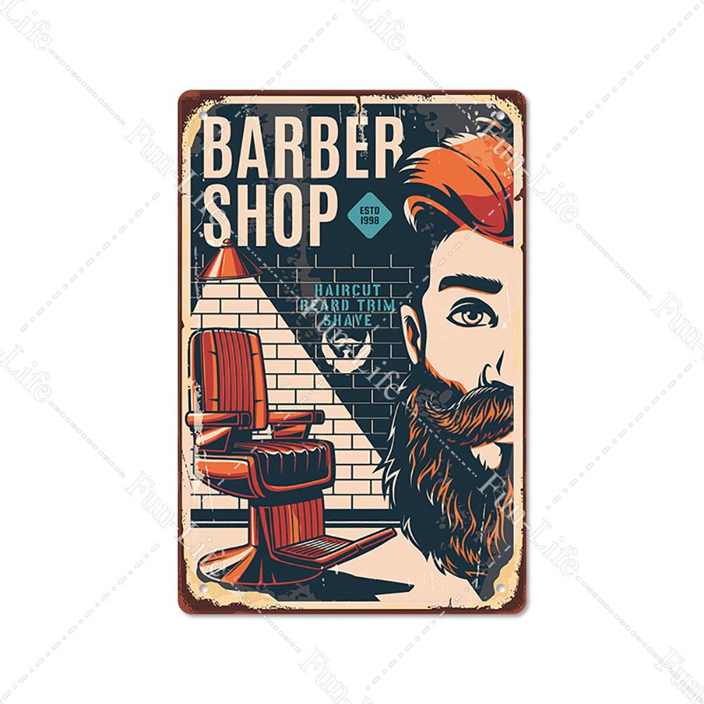 2024 New Barbershop Retro Plate Poster Vintage Home Decor Retro Metal Tin Signs Pub Car Garage Wall Art Home Decor 20x30cm
