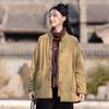 25 winter new cotton and linen women's Chinese retro stand-up collar buckle padded jacket women's padded thickened Zen ramie cotton jacket