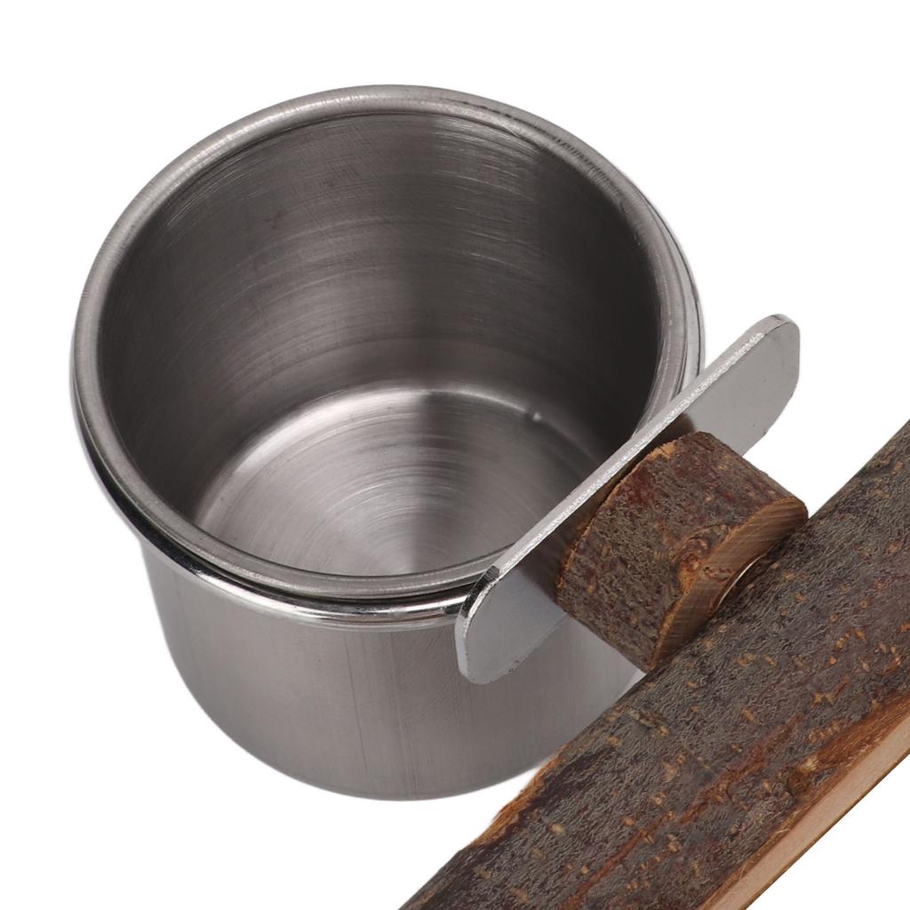 Drewniany stojak z miską ze stali nierdzewnej Zestaw podajnika dla ptaków Stojak na karmę