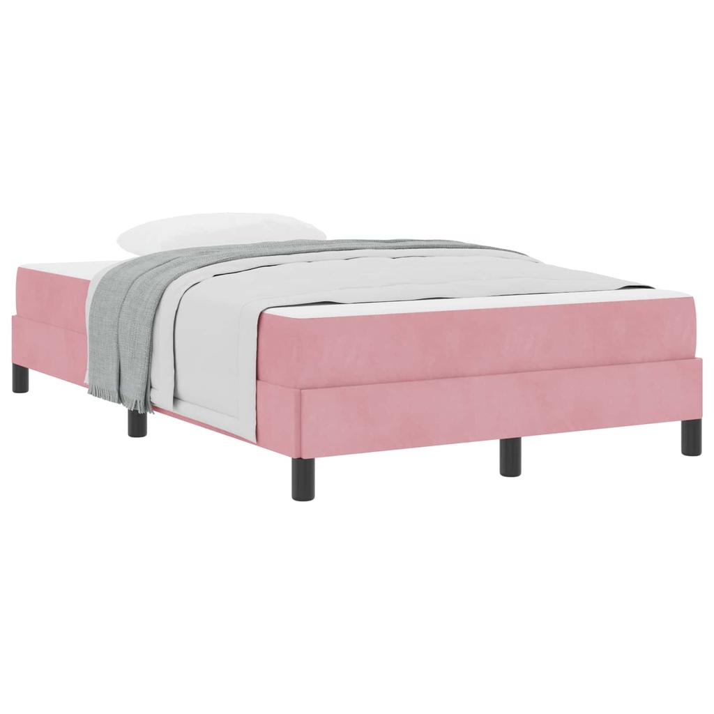 Box Spring Bed with Mattress Pink 120 x 190 cm Fabric
