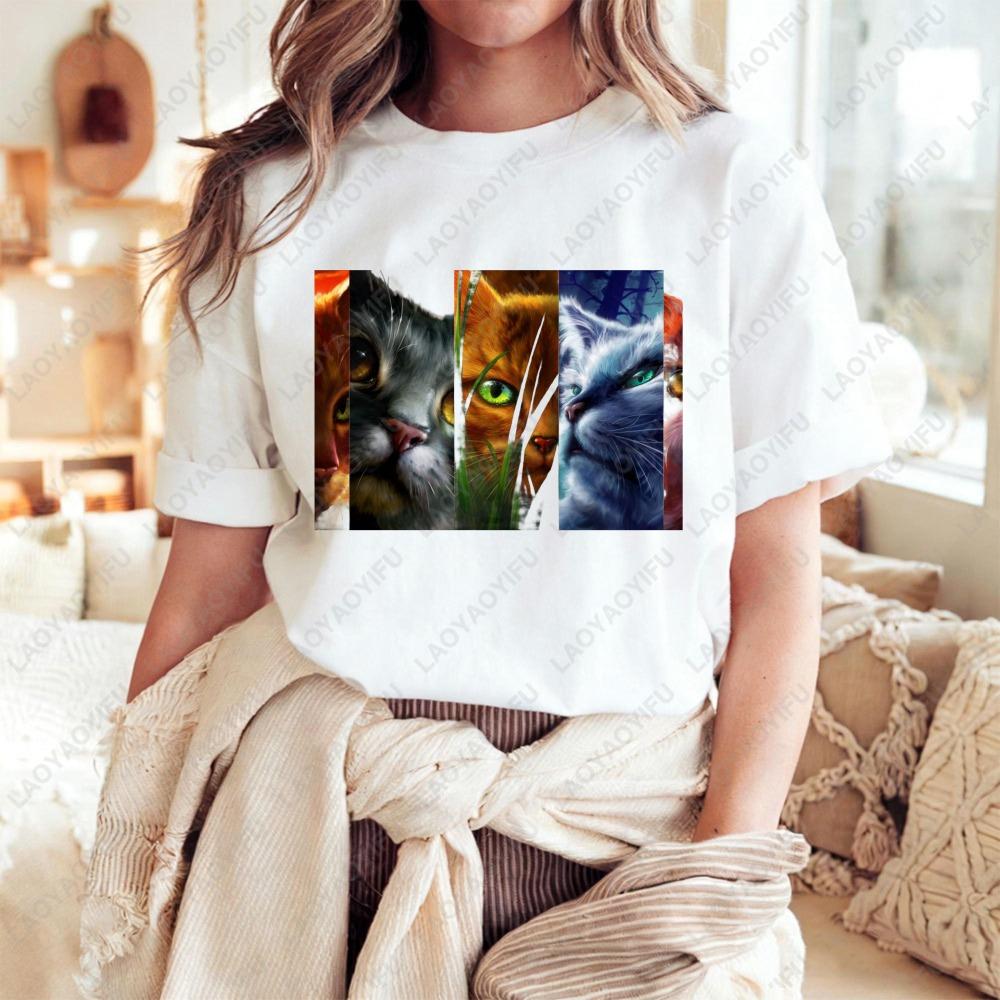 

Warrior Cats Art Print Unisex T-shirt Fashion Casual Summer Blouse Men s and Women s Round Neck Short Sleeves M