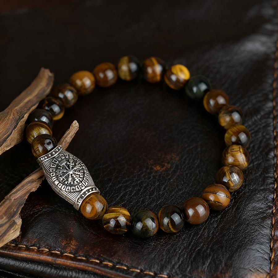 Noter Retro Men Bracelet 8mm Stone Beaded Braslet 5 Colors Available Meditation Healing Viking Hand Accessories Pulseria Hombre
