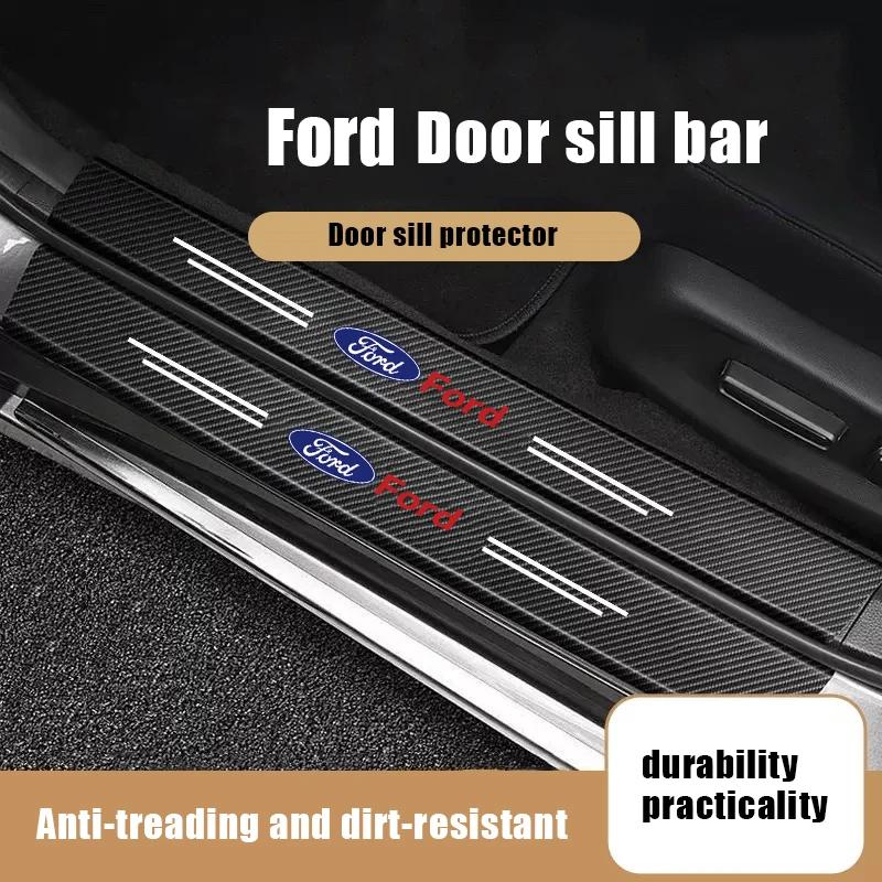 Autosticker Voor Ford 5 Stuks Leer Auto Deurstickers Koolstofvezel Drempel Anti-kras Voor Ford Focus 2 3 Mondeo Kuga Fiesta MK7