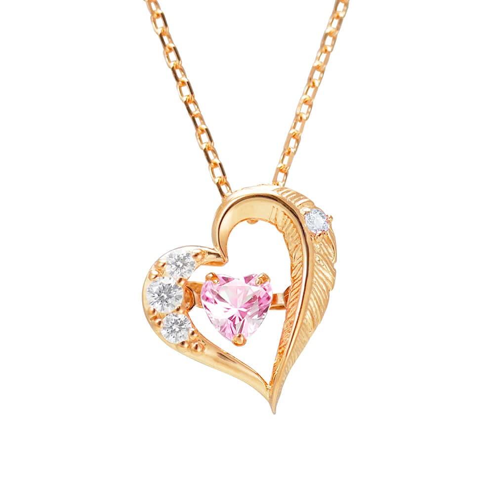 

Necklace for Dancing Pink Selectable Birthstone Blue [Future Angel] Women, Heart, Feather, Stone, Silver, Gold, [PG Processing_Pink] (Июньский лунный камень)