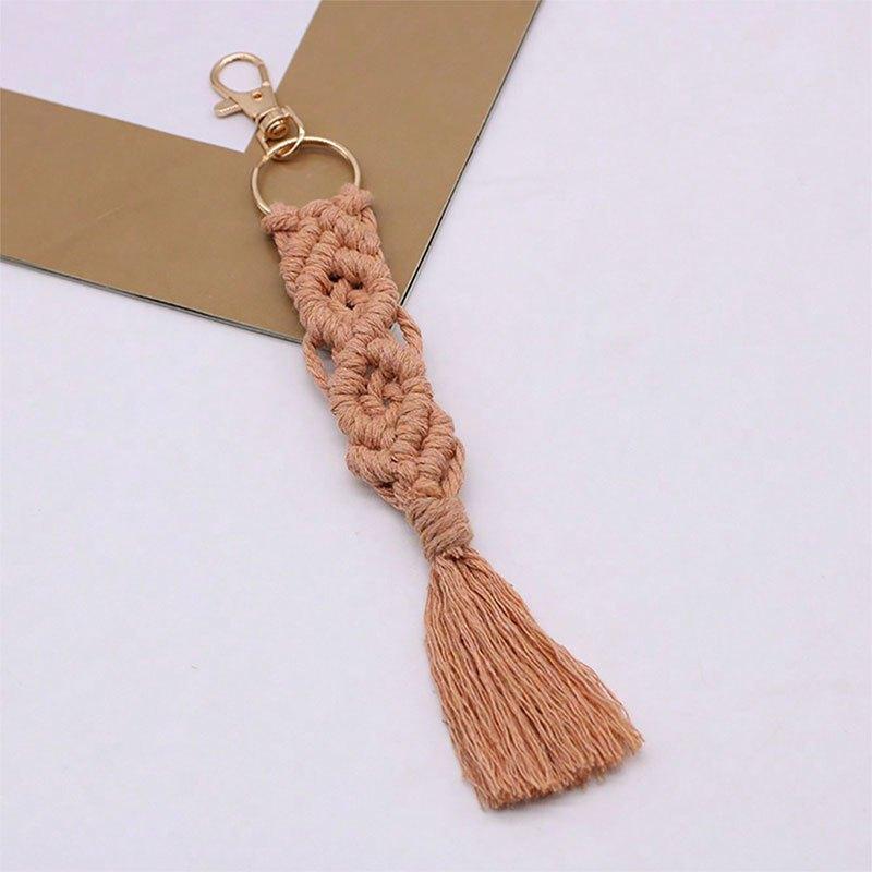 Boho Style Key Chain Handmade Rope Braided Key Bag Decoration Pendant Phone Case Lanyard Gift for Friends