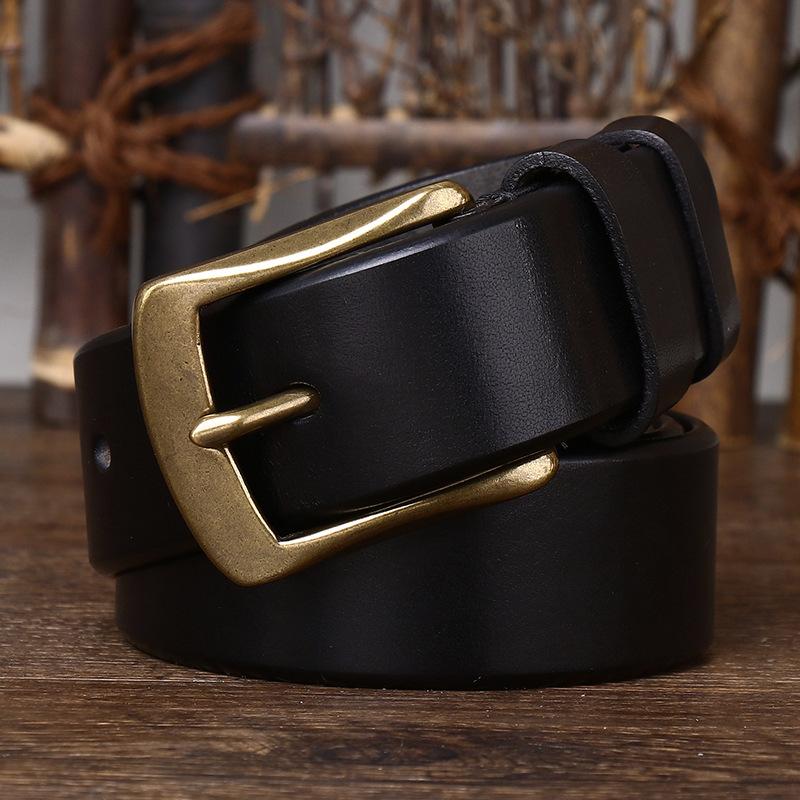 Gürtel Herren Verdickt Koreanischer Stil Schlicht und Lässig Leder Dornschließe Reines Rindsleder Jugend Business Gürtel