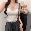 Lace Back Vest Women's French Style Exterior Sexy V-neck Slimming Base Shirt