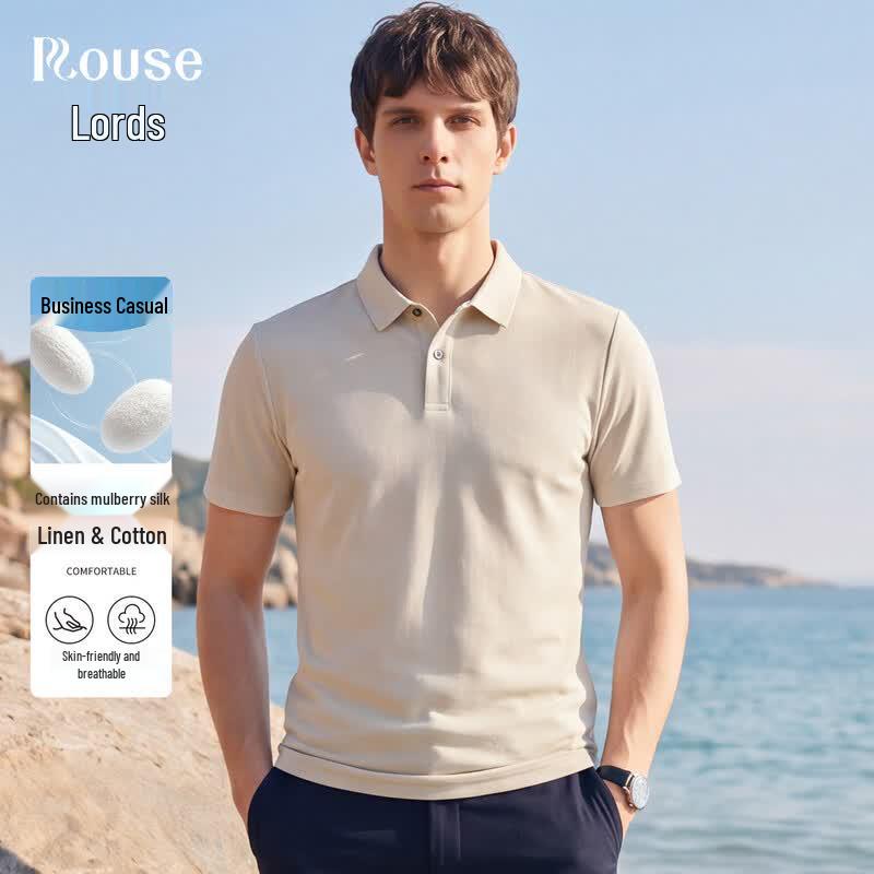 Men s Silk  Linen Blend Polo Shirt 50