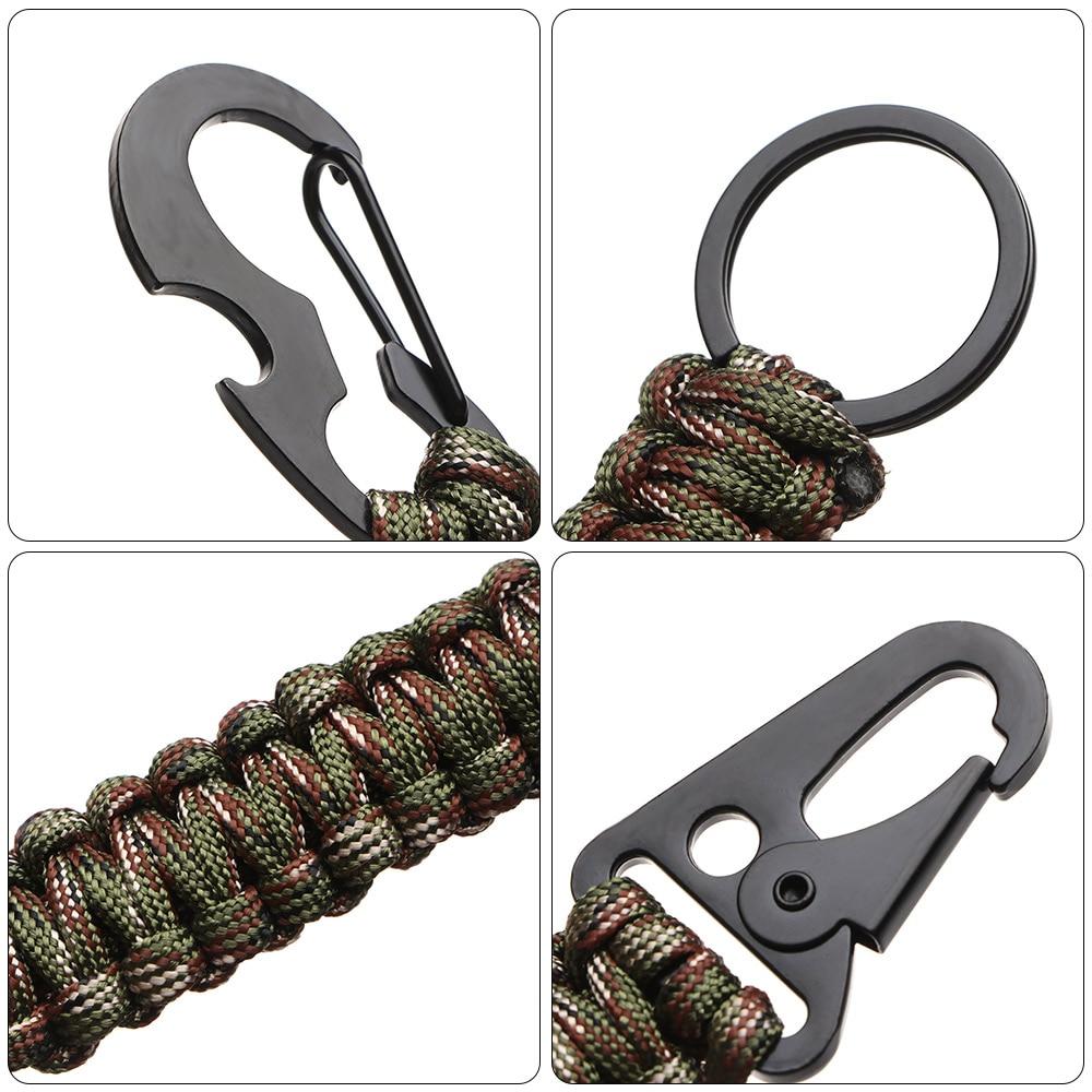 Anello portachiavi esterno Moschettone da campeggio Corda militare Paracord Corda Kit di sopravvivenza da campeggio Strumenti apribottiglie con nodo di emergenza