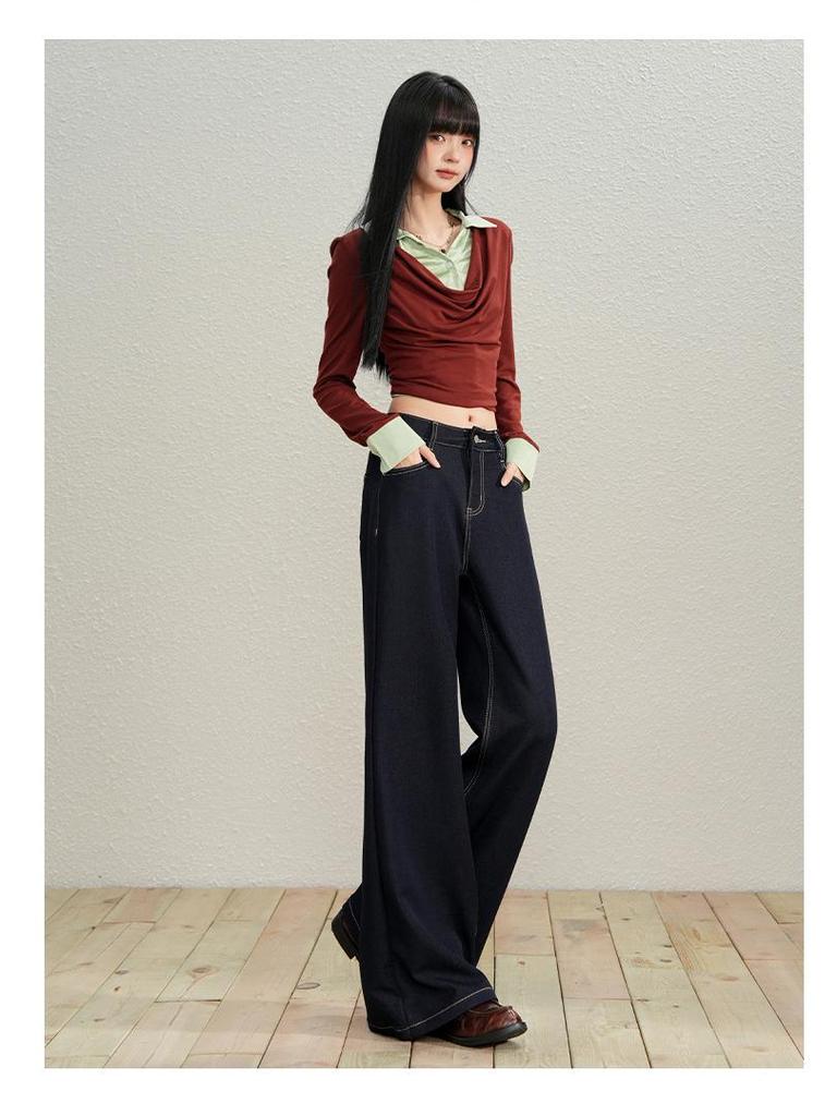 Winter 2025 American Retro High Waist Wide-Leg Women's Jeans