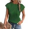 Crew Neck Short Sleeve for Women Summer Pleated Print Solid Short Sleeve Casual Fashion T-shirt Breathable Li… More