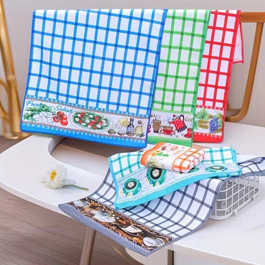 6er-Pack, Küchenhandtücher im lustigen und minimalistischen Stil, farbenfroher bedruckter dekorativer Stoff, weich und saugfähig, festliche Geschirrtücher, Reinigungsmittel.
