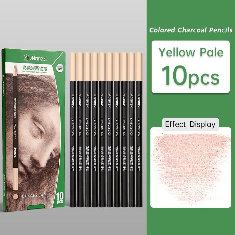 10 szt. Zestaw profesjonalnych kredek węglowych kolorowych Marie's, kolory odcieni skóry do szkicowania, cieniowania, mieszania, dla dorosłych i artystów
