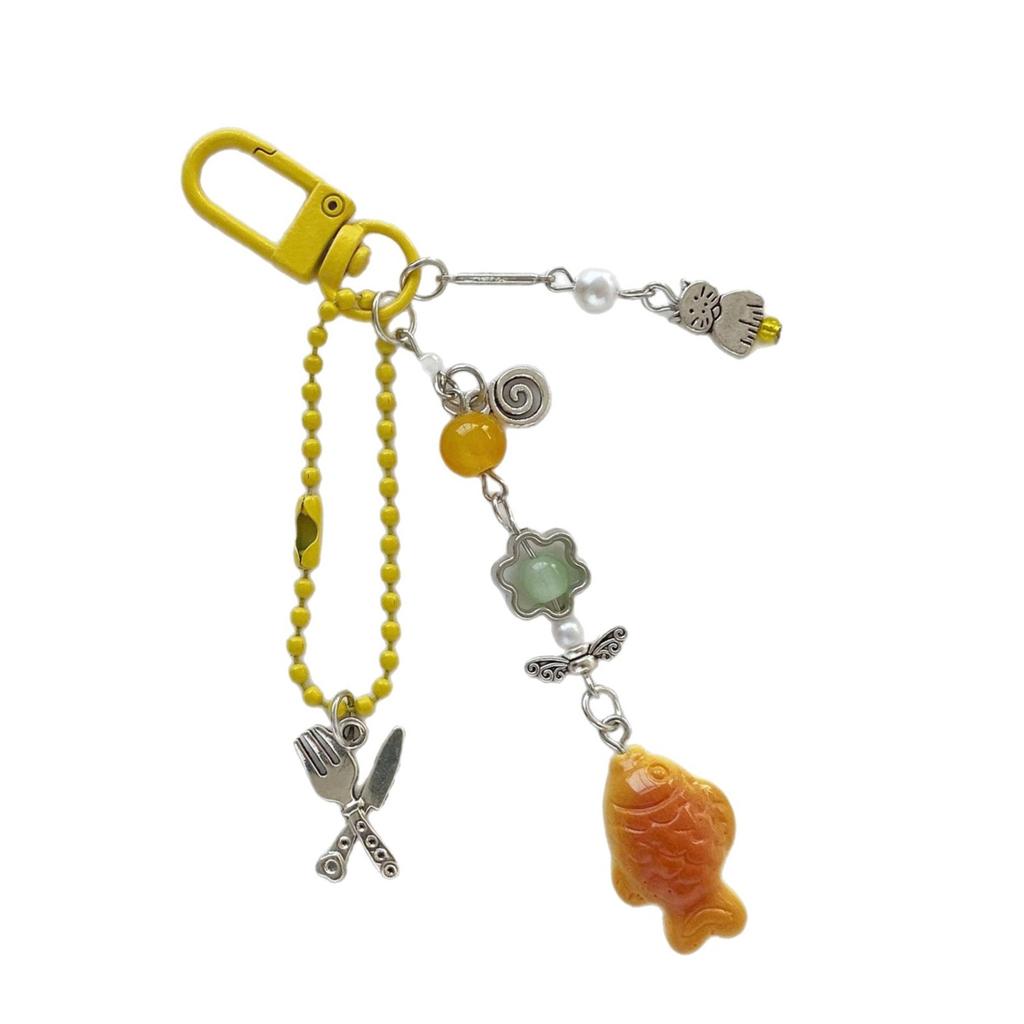 Lovely Taiyaki Phone Strap Retro Japanese Y2K Style Multi Use Keychain Pendant Lightweight Gift For Friends Lovers