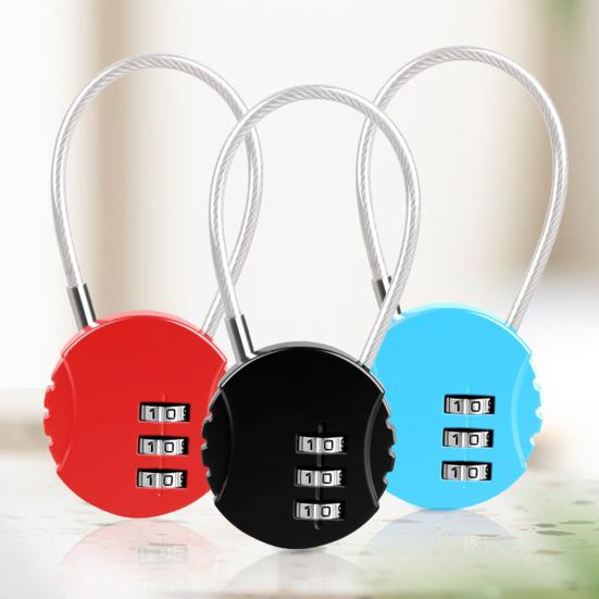 Password Lock, Wire Rope Flexible 3-Digit Combination Keyless Zinc Alloy Anti-Theft Lock for Helmets Car Baskets Luggage Wardrobes Travel Security