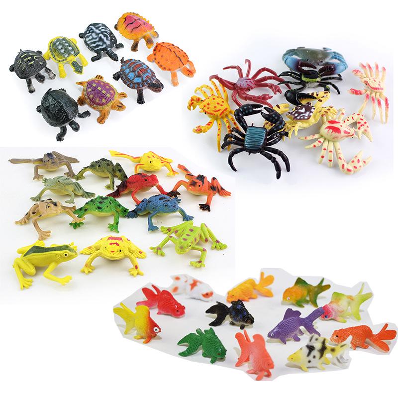 Underwater Animal Ornaments Set: Frog & Goldfish Simulation Toys for Children
