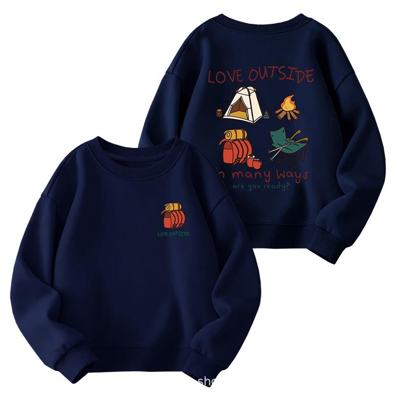 Kids' Cartoon Print Crew Neck Sweatshirt – Casual, Lightweight, Spring/Autumn 2025