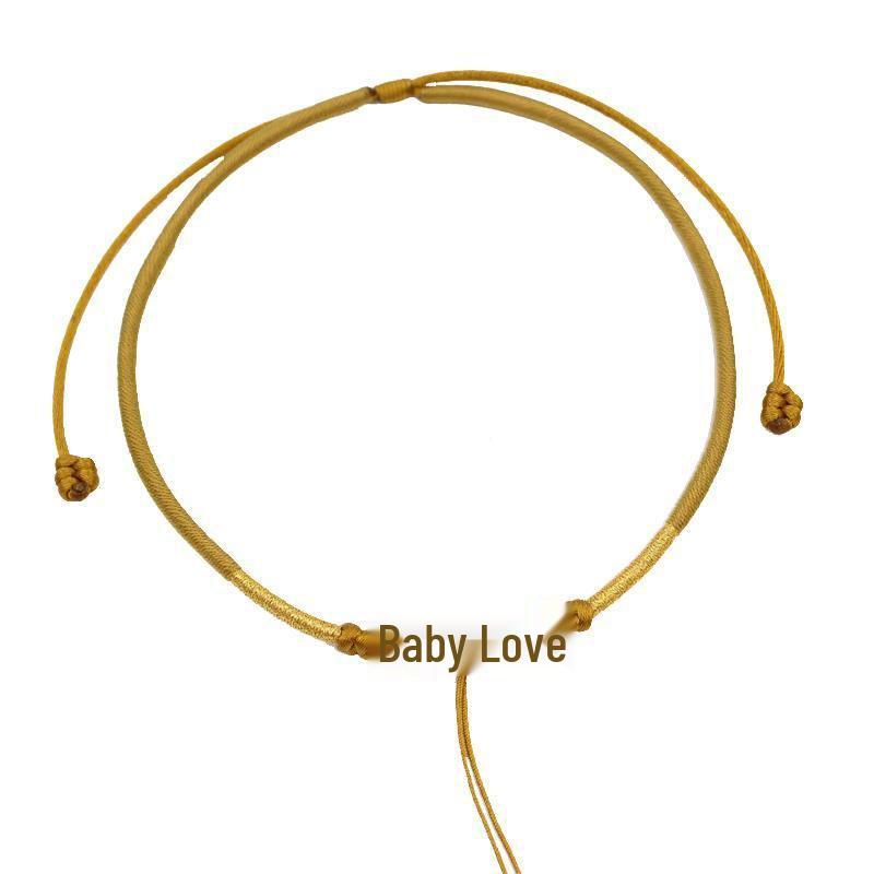 Handmade Baby Red Woven Necklace with Golden Lock Pendant