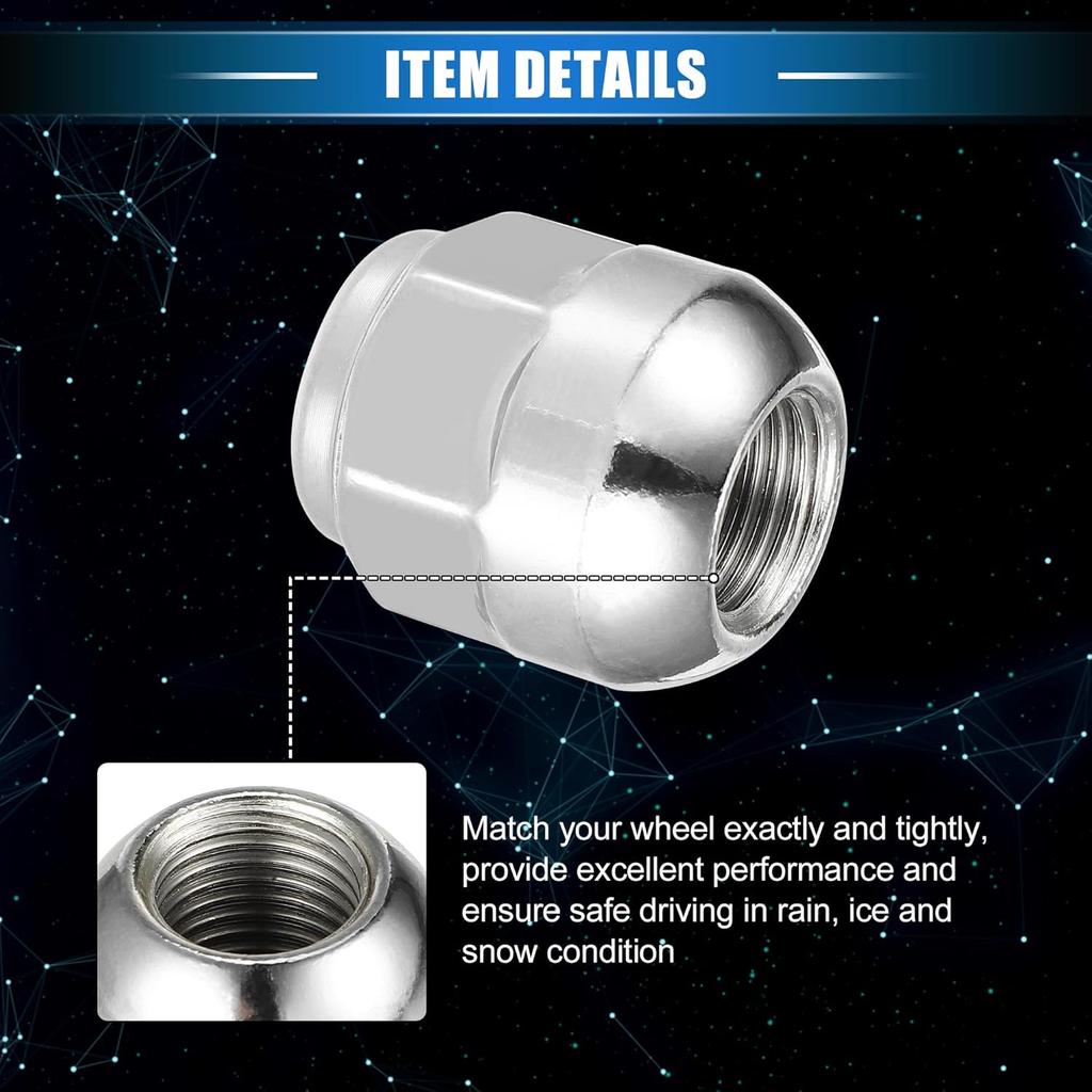 10 Pcs Wheel Lug Nuts Compatible for Honda Odyssey for Honda Pilot, Durable Chorme Plated M14x1.5 Carbon Steel Silver Tone Tire Lugnuts