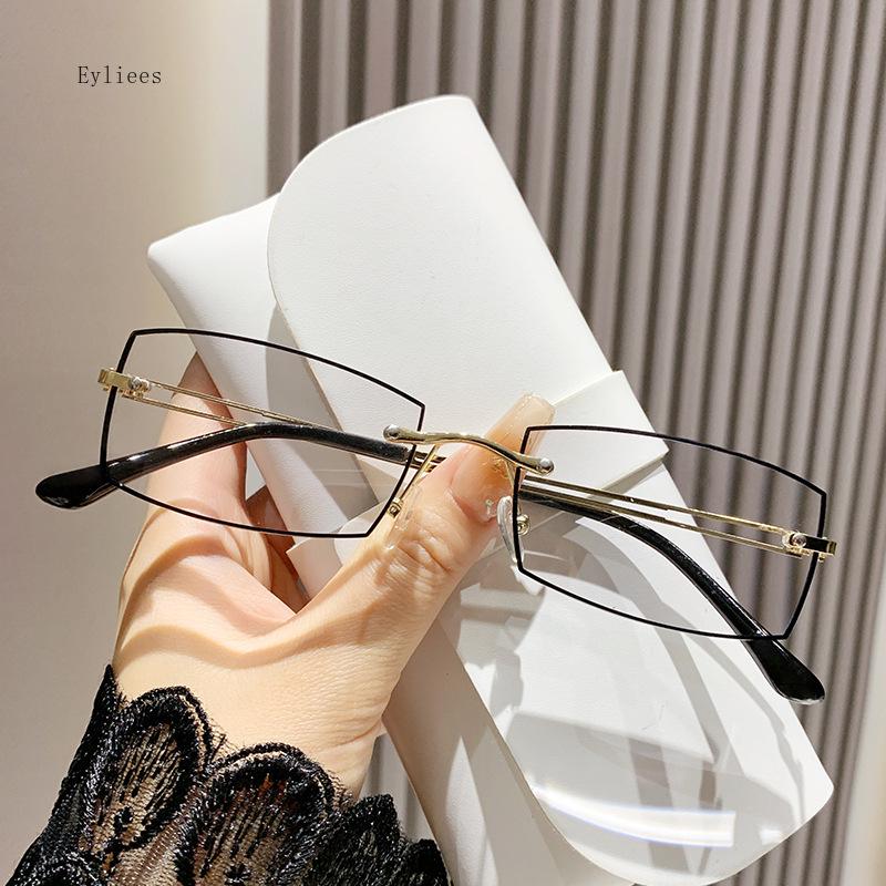 Gafas de sol fotocromáticas cuadradas sin montura de moda que bloquean la luz azul para mujeres y hombres, gafas de lectura con acabado para visión de lejos, gafas con dioptrías