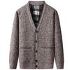 New Winter Casual Velvet Men's Knitted Long Sleeve V-Neck Cardigan Jacket