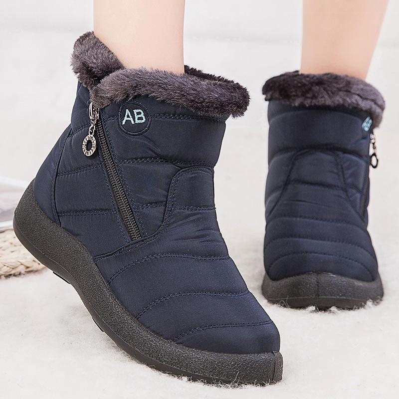 Women'S Boots Keep Warm Ankle Boots Fur Winter Shoes Woman Waterproof Snow Boots Winter Botas Mujer Comfortable Black Footwear