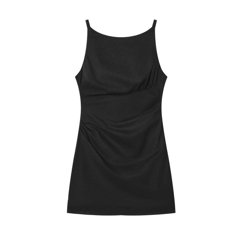 

European American Women s Clothing Summer Fashionable Slim Strap Short Skirt Dress XS чёрный