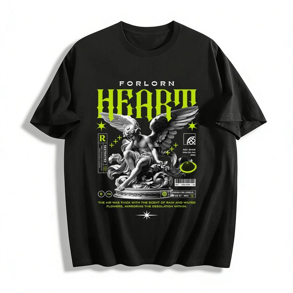 

Vintage Dark Angel Print Streetwear T-Shirt Unisex Loose Fit Top Pure cotton T-shirt XXS
