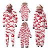 Christmas Print Family Matching Hooded Long Sleeved Zippered Jumpsuit Set