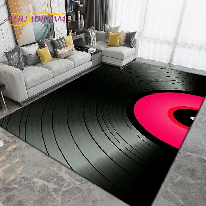 Classical Music Vintage Vinyl Record Area Rug Large,Carpet Rug for Living Room Bedroom Sofa,Kitchen Bathroom Non-slip Floor Mats