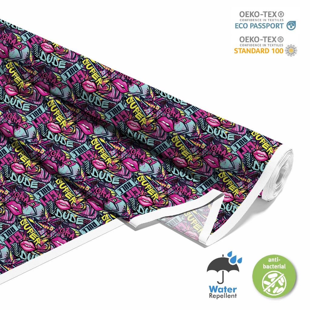 Outdoor Dekostoffe Oxford - Motiv Graffiti-Lippen