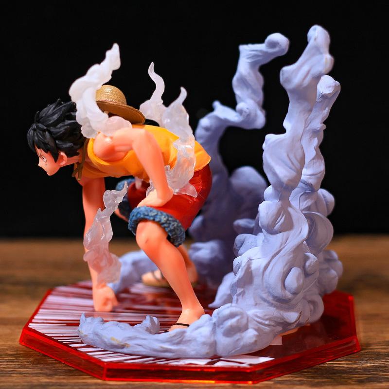 Hot Anime One Piece Figure Second Gear Luffy Super Pitched Battle Scene Pvc Doll Collection Desk Ornament Model Toys Gift