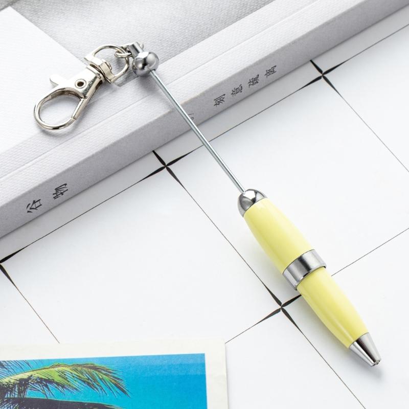 5pcs Writing Pen Beadable Ballpoint Pen with Keychain Beaded Pen for Student